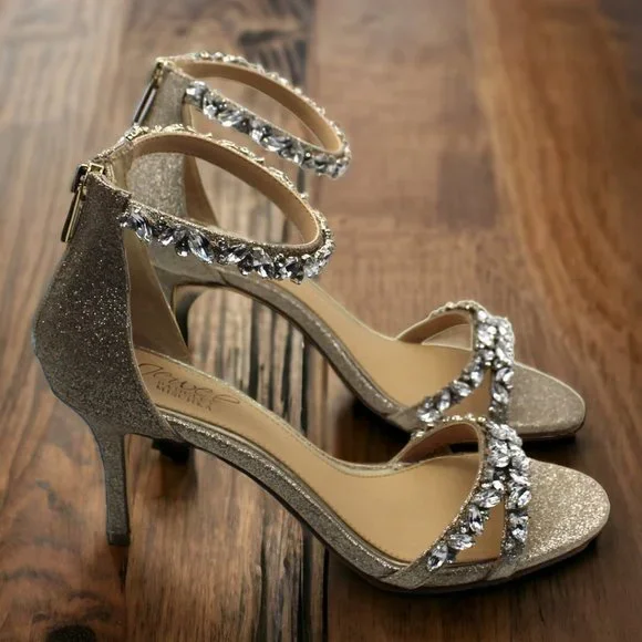 Jewel Badgley Mischka Caroline Embellished Ankle-Strap Evening Sandals (size 6.5 - Picture 6 of 7